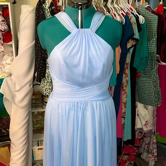 David's Bridal | Dresses | Davids Bridal Ice Blue Halter Bridesmaids Dress  | Poshmark
